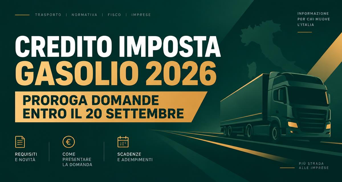Credito d'imposta gasolio 2026: proroga al 20 settembre per nuove domande e correzioni